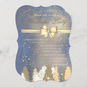 Weihnachtsbäume, Gold Bow Company Weihnachtsfest P Einladung