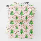 Weihnachtsbäume & Goldschneeflocken, Sepia, Grau Geschenkpapier Set (Beispiel)