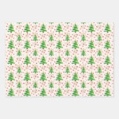 Weihnachtsbäume & Goldschneeflocken, Sepia, Grau Geschenkpapier Set (Vorderseite)