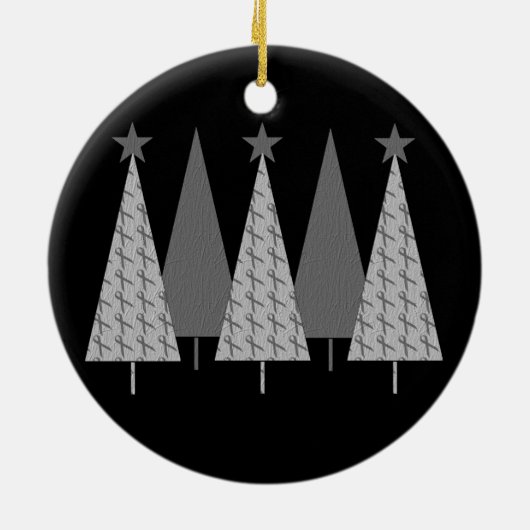 Weihnachtsbäume - grauer Band-Hirntumor Keramikornament (Hinten)