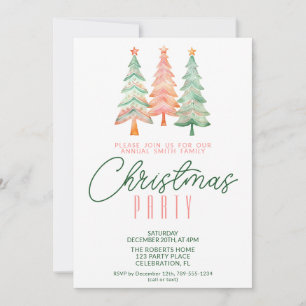 Weihnachtsbäume Grünes und Rotes Party Einladung
