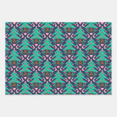 Weihnachtsbäume, Herz und cremefarbenes Rosa Geschenkpapier Set (Vorderseite 3)