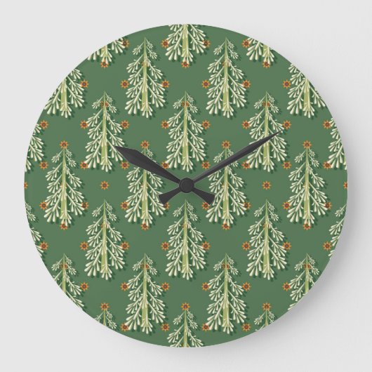 Weihnachtsbäume Illustration Muster Große Wanduhr (Vorderseite)