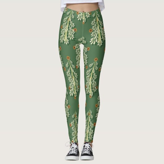 Weihnachtsbäume Illustration Muster Leggings (Vorderseite)