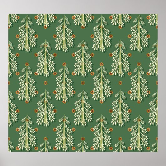 Weihnachtsbäume Illustration Muster Poster (Vorne)