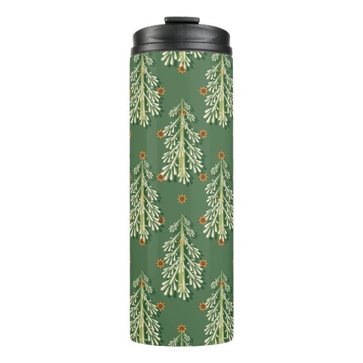 Weihnachtsbäume Illustration Muster Thermosbecher (Vorderseite)