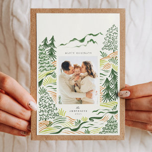 Weihnachtsbäume Illustration Urlaub Fotokarte Feiertagskarte