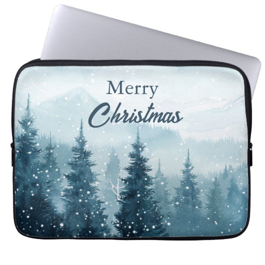 Weihnachtsbäume im Schnee Laptopschutzhülle (Vorderseite)