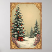 Weihnachtsbäume im Schnee Poster (Vorne)
