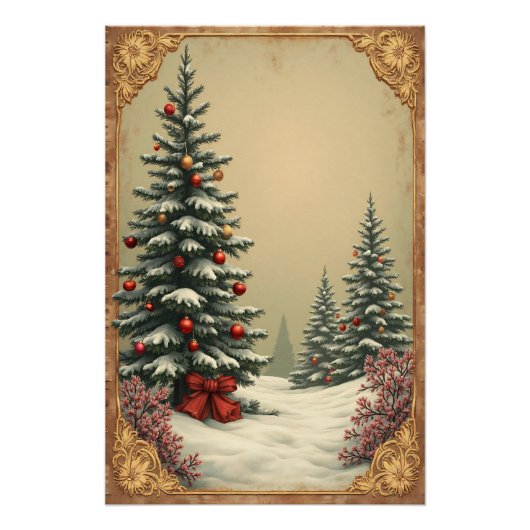 Weihnachtsbäume im Schnee Poster (Vorderseite)