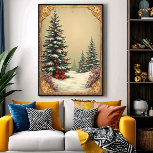 Weihnachtsbäume im Schnee Poster