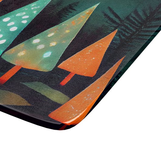 Weihnachtsbäume im Wald Schneidebrett (Ecke)