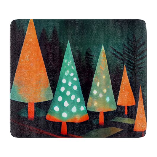 Weihnachtsbäume im Wald Schneidebrett (Vorderseite)