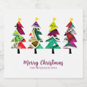 Weihnachtsbäume im Wasser Frohe Weihnachten Bierflaschenetikett (Einzelnes Label)