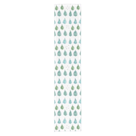 Weihnachtsbäume im Wasser Grün Kurzer Tischläufer (Vorderseite)