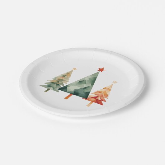 Weihnachtsbäume im Wasser Pappteller (Schrägansicht)