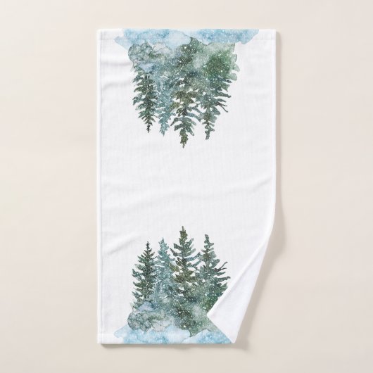 Weihnachtsbäume im Wasser Schneekonzerne Weiß Badhandtuch Set (Handtuch)
