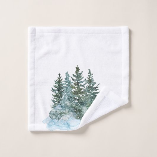 Weihnachtsbäume im Wasser Schneekonzerne Weiß Badhandtuch Set (Waschlappen)