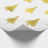 Weihnachtsbäume Imitat Goldenes Foil Geschenkpapier (Ecke)