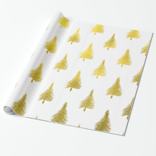 Weihnachtsbäume Imitat Goldenes Foil Geschenkpapier