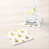 Weihnachtsbäume Imitat Goldenes Foil Rechteckiger Pappuntersetzer (Vor Ort)