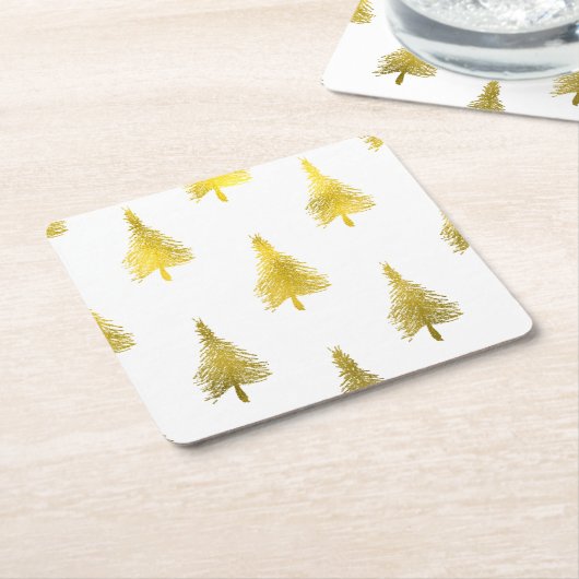 Weihnachtsbäume Imitat Goldenes Foil Rechteckiger Pappuntersetzer (angewinkelt)