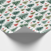 Weihnachtsbäume in Aquarellen auf Weiß Geschenkpapier (Ecke)