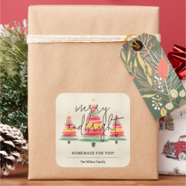 Weihnachtsbäume in Aquarellen hausgemacht für Sie Quadratischer Aufkleber