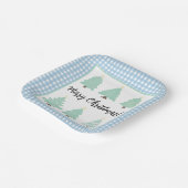 Weihnachtsbäume in Aquarellen mit blauem Karierten Pappteller (Gewinkelt)