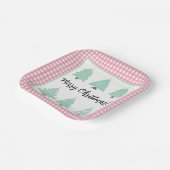 Weihnachtsbäume in Aquarellen mit rosa Kariertem P Pappteller (Gewinkelt)