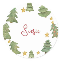 Weihnachtsbäume in Aquarellen