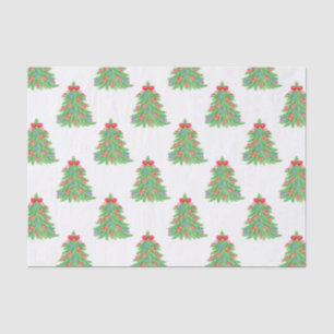 Weihnachtsbäume in Aquarellen Seidenpapier