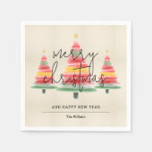 Weihnachtsbäume in Aquarellen Serviette (Vorderseite)