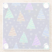 Weihnachtsbäume in Aquarellen: Waldmuster. Glasuntersetzer (Rückseite)