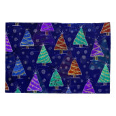 Weihnachtsbäume in Aquarellen: Waldmuster. Kissenbezug (Rückseite)