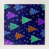 Weihnachtsbäume in Aquarellen: Waldmuster. Puzzle (Horizontal)