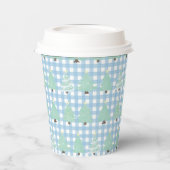 Weihnachtsbäume in Aquarellfarben mit Kariertem Bl Pappbecher (Links)