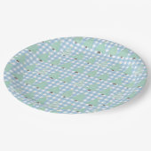 Weihnachtsbäume in Aquarellfarben mit Kariertem Bl Pappteller (Schrägansicht)