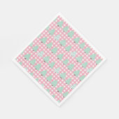 Weihnachtsbäume in Aquarellfarben mit rosa Kariert Serviette (Ecke)