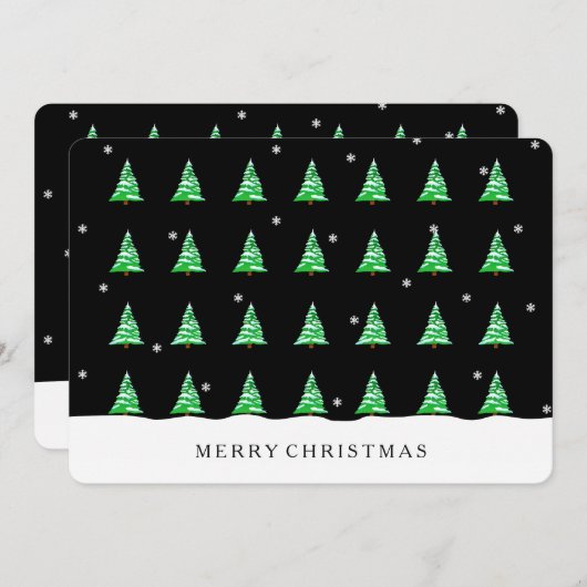 Weihnachtsbäume in der schneeschwarzen Einladungsk Einladung (Vorne/Hinten)