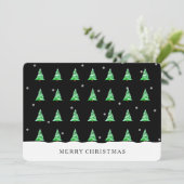 Weihnachtsbäume in der schneeschwarzen Einladungsk Einladung (Stehend Vorderseite)