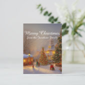 Weihnachtsbäume in malerischer Dorflandschaft Postkarte (Stehend Vorderseite)