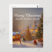 Weihnachtsbäume in malerischer Dorflandschaft Postkarte (Vorne/Hinten)