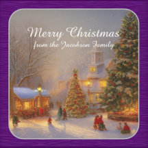 Weihnachtsbäume in malerischer Dorflandschaft