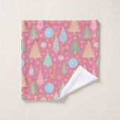 Weihnachtsbäume in Rosa Badhandtuch Set (Waschlappen)