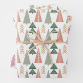 Weihnachtsbäume in Rosa, Grün und Orange Geschenkpapier Set (Beispiel)