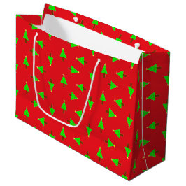 Weihnachtsbäume in Rot Große Geschenktüte