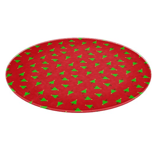 Weihnachtsbäume in Rot Schneidebrett (Ecke)