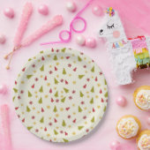 Weihnachtsbäume in Rot und Grün mit Schneeflocken Pappteller (Party)