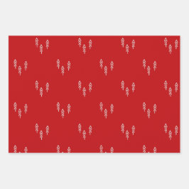 Weihnachtsbäume in Rot und Weiß Geschenkpapier Set